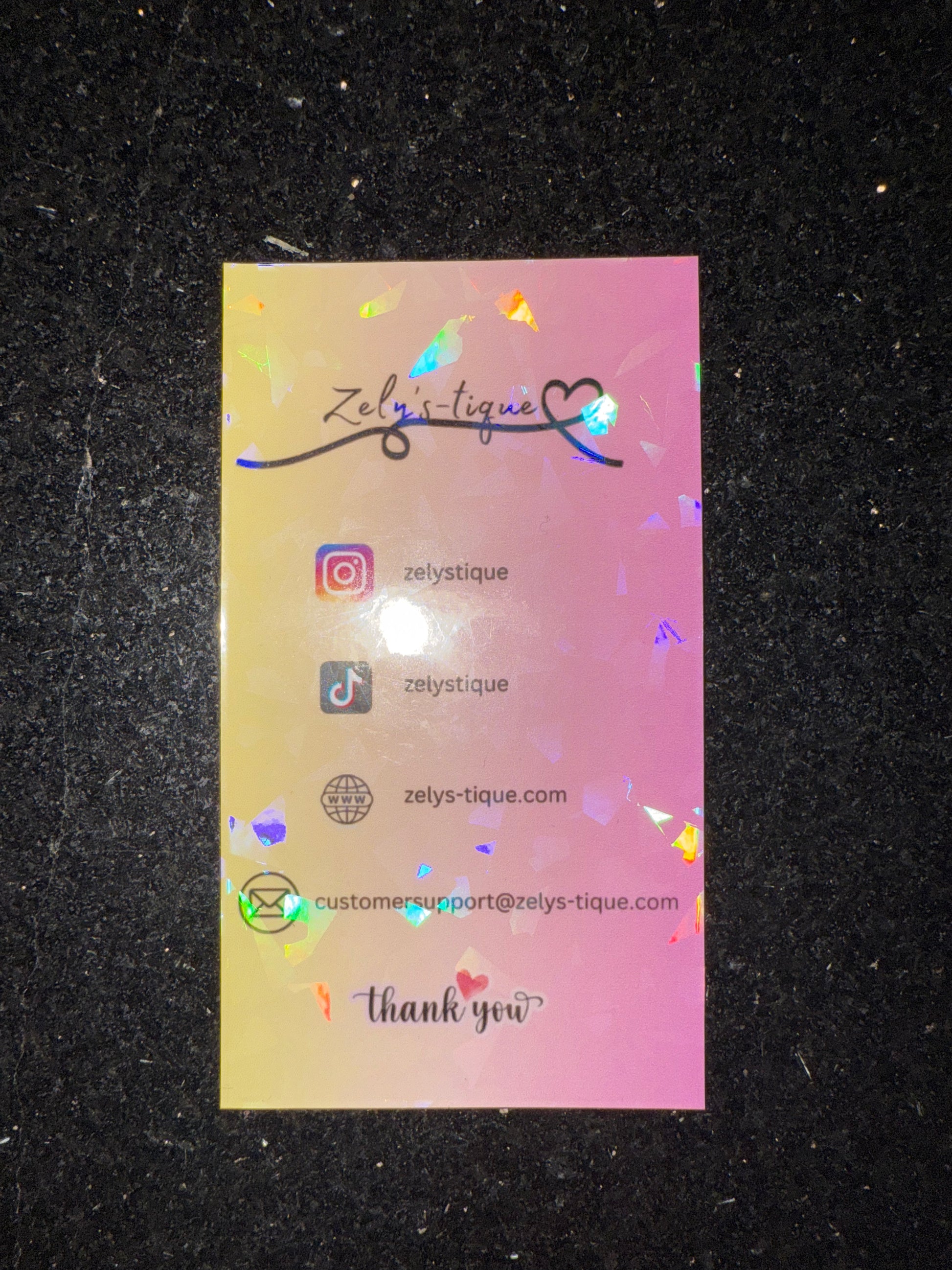 Custom Holographic Business Card- Waterproof Zelys-tique Custom Holographic Business Card- Waterproof Zelys-tique